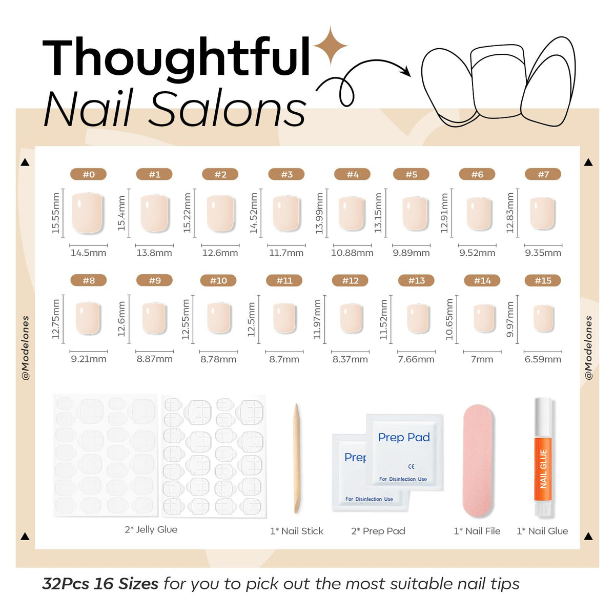 Faux ongles Milky White en gros plan sur une table