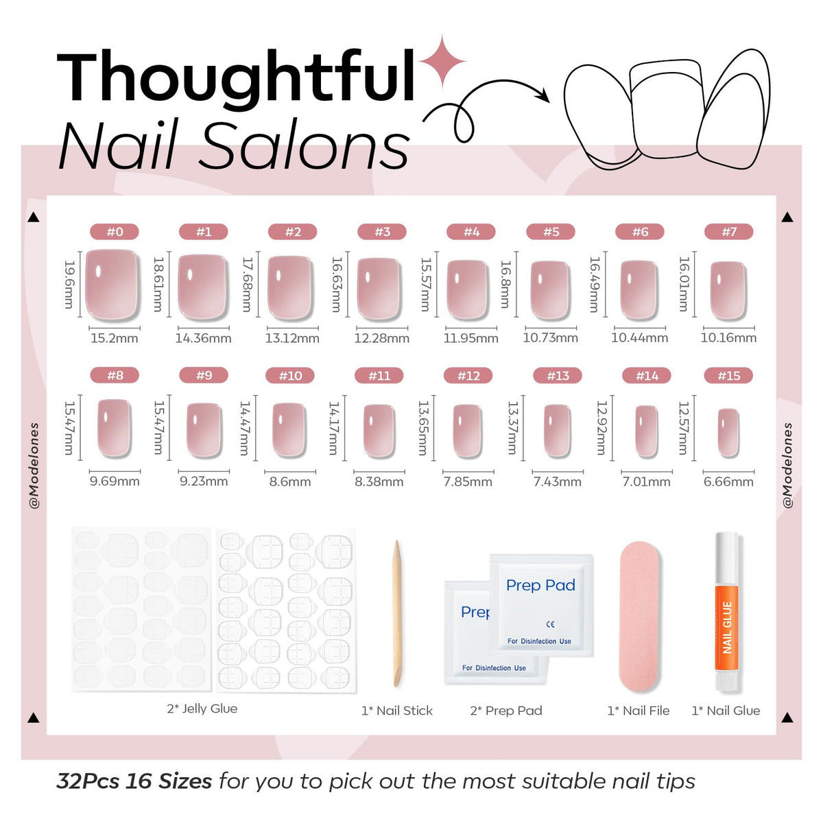 Faux ongles Modelones présentés avec leur emballage
