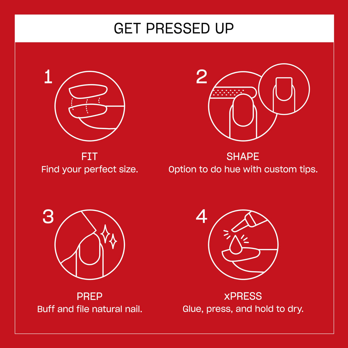 Faux ongles OPI press-on avec finition brillante sur une table