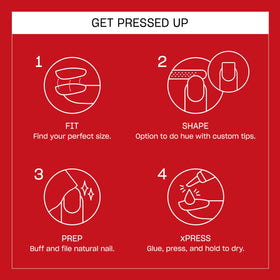 Faux ongles OPI press-on avec finition brillante sur une table