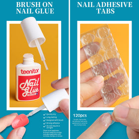 Faux ongles ovales courts avec accessoires de décoration