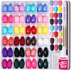 Faux ongles ovales courts Teenitor en 24 couleurs, vue de face