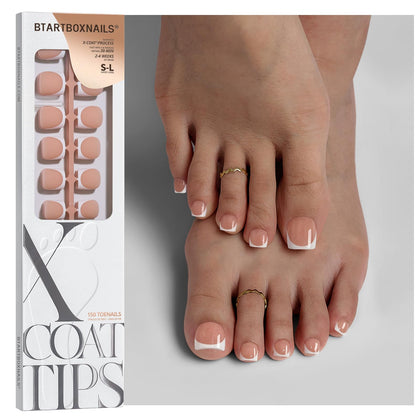 Faux ongles press-on BTARTBOXNAILS XCOATTIPS en couleur pêche, vue de face