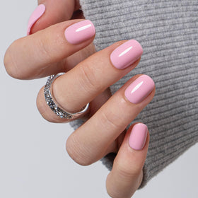 Faux ongles press-on carrés CurvLife Candy Blush Pink vue de face