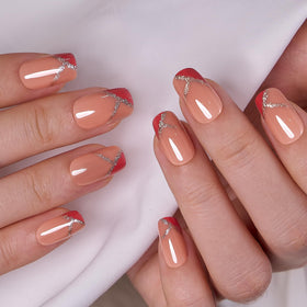 Faux ongles press on carrés CurvLife en orange mosaïque, vue de face