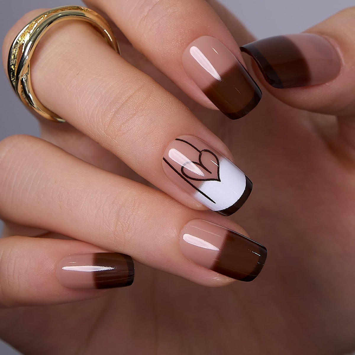Faux ongles press on CurvLife carrés moyen avec finition French tip