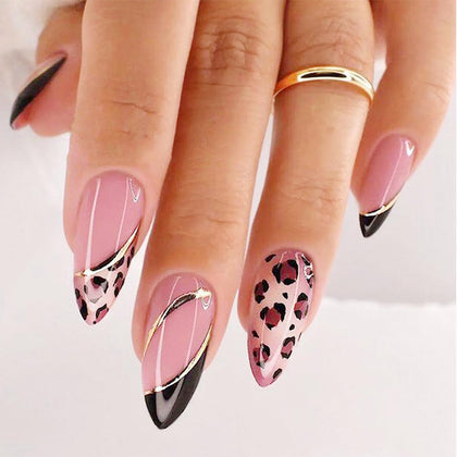 Faux ongles press-on FJSMTOPl design léopard, avant vue