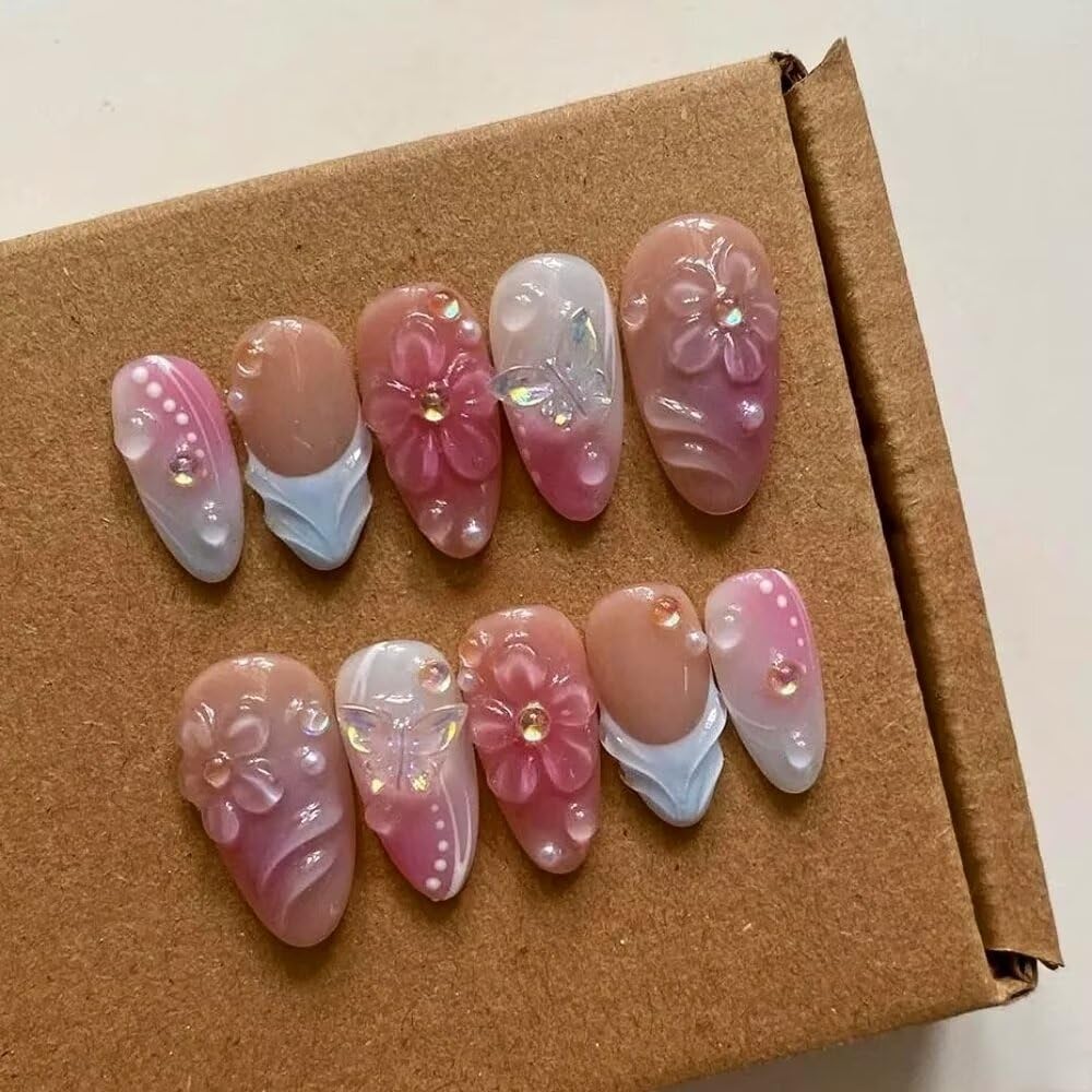 Faux ongles press-on MAGLFELL taille S avec design français
