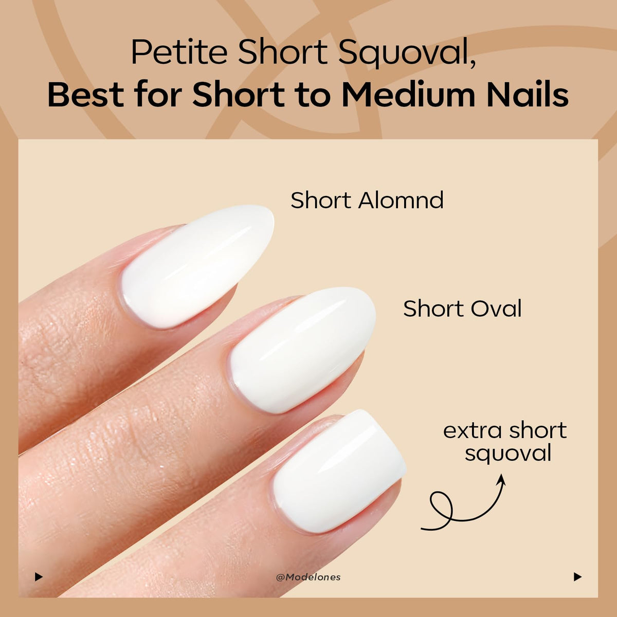Faux ongles press-on Milky White appliqués sur des mains