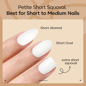 Faux ongles press-on Milky White appliqués sur des mains