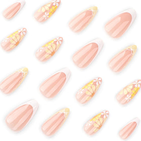 Faux ongles pressés à fleurs XZMeiLun avec accessoires inclus, vue de haut