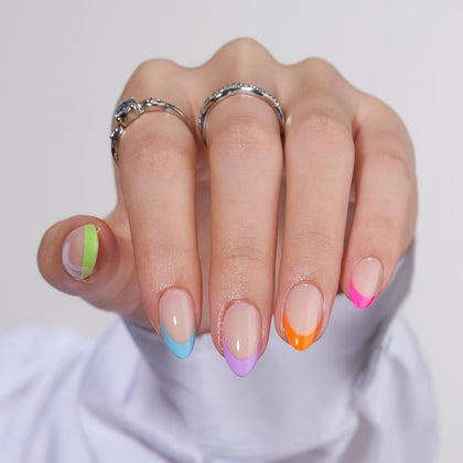 Faux ongles pressés BTArtbox Arc-en-Ciel Néon, vue de face