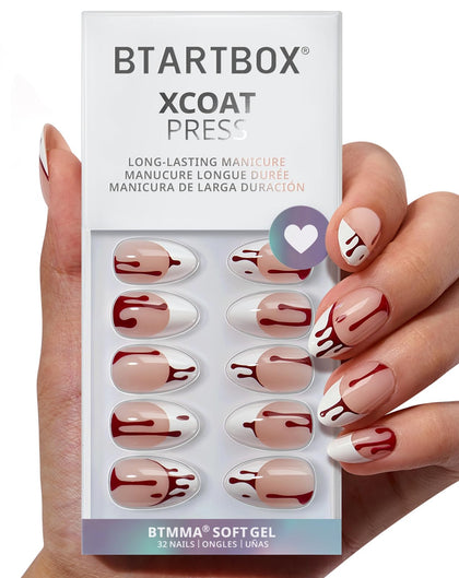 Faux ongles pressés BTArtbox effet goutte de sang vue de face