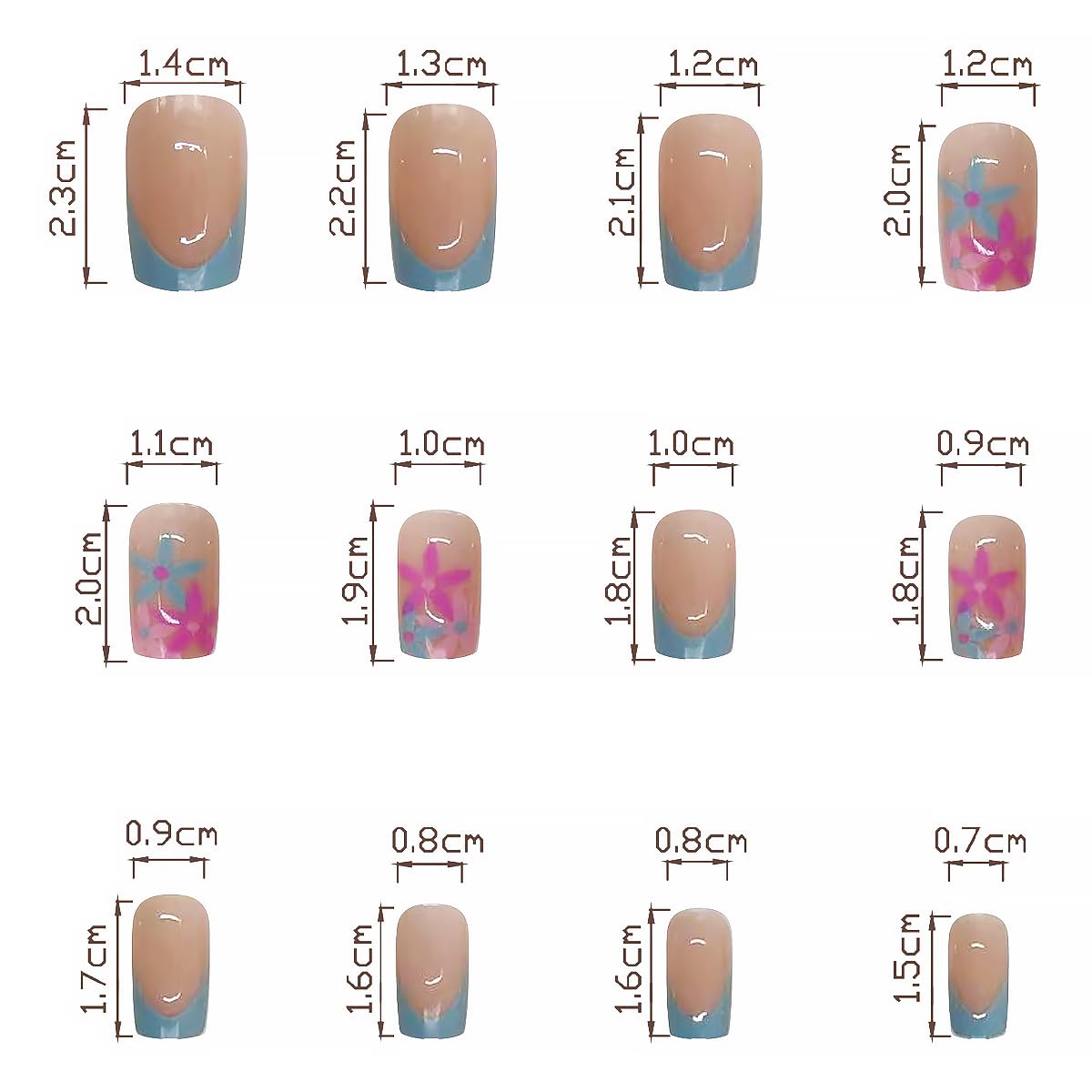 Faux ongles pressés en action sur des mains