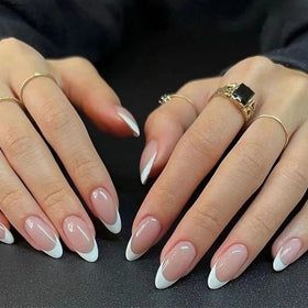 Faux ongles pressés en amande rose nude, pack de 24 pièces