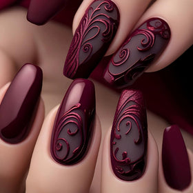 Faux ongles pressés juggssa 24PCS design gothique en rose rouge