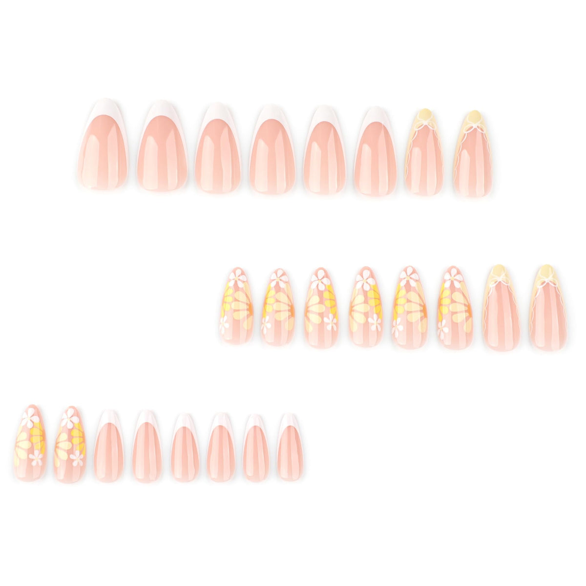 Faux ongles pressés XZMeiLun appliqués sur des mains, style moderne