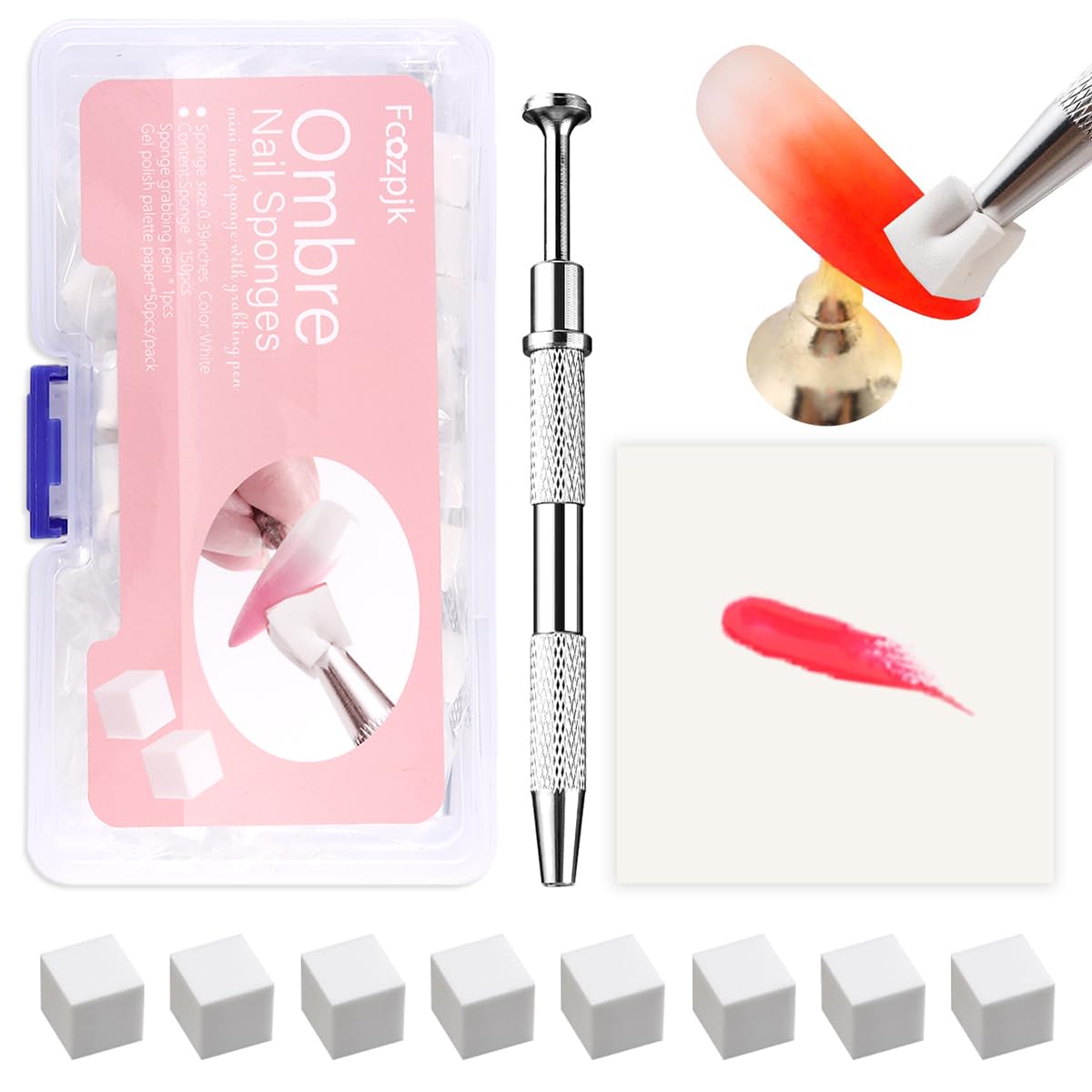 Fcozpjk 150Pcs éponges douces pour nail art ombre, vue de face