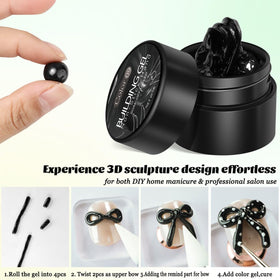 Fcozpjk Gel de Construction 3D Noir application sur ongles