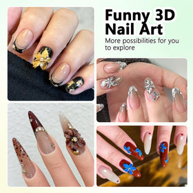 Fcozpjk Gel de Construction 3D Noir designs d'ongles créatifs