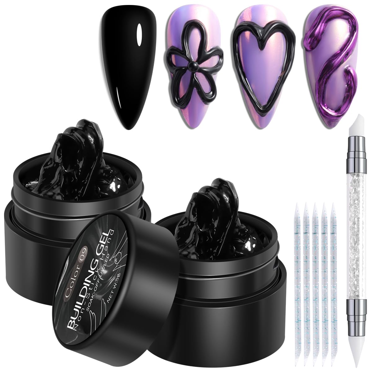 Fcozpjk Gel de Construction 3D Noir flacon avant