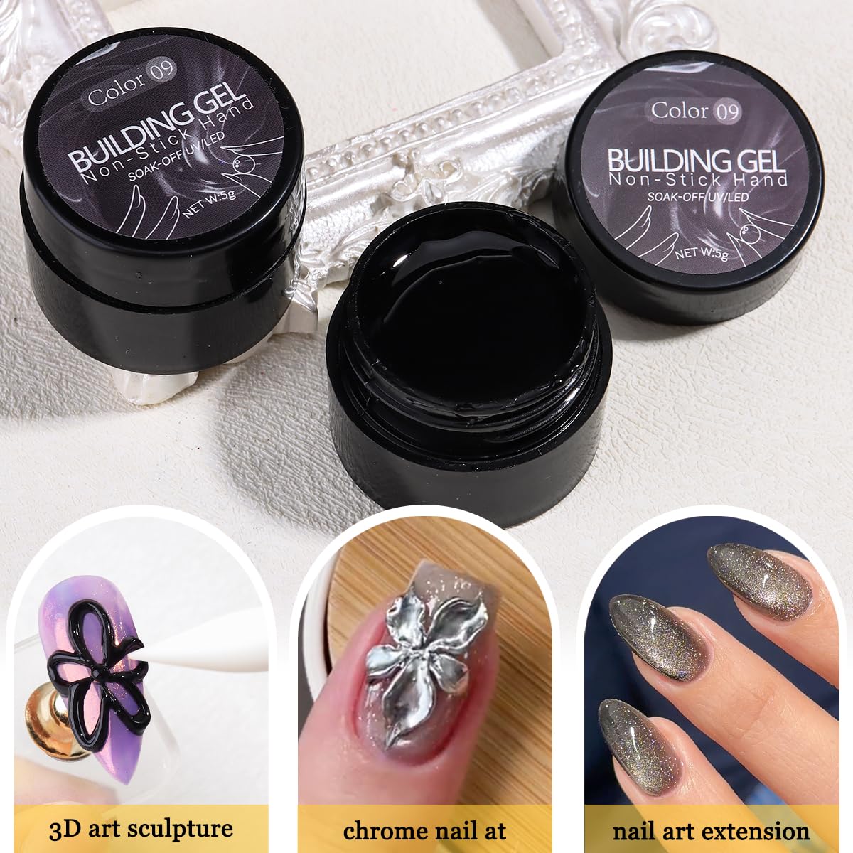 Fcozpjk Gel de Construction 3D Noir mélange bâtonnets