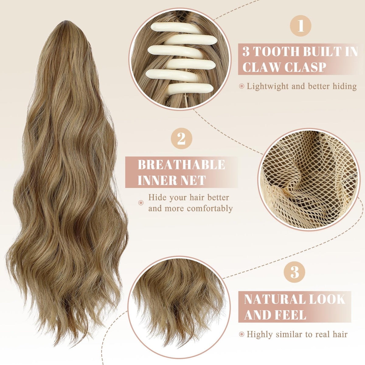 FELENDY Extension de Cheveux Châtain Clair avec clip
