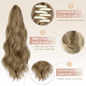 FELENDY Extension de Cheveux Châtain Clair avec clip