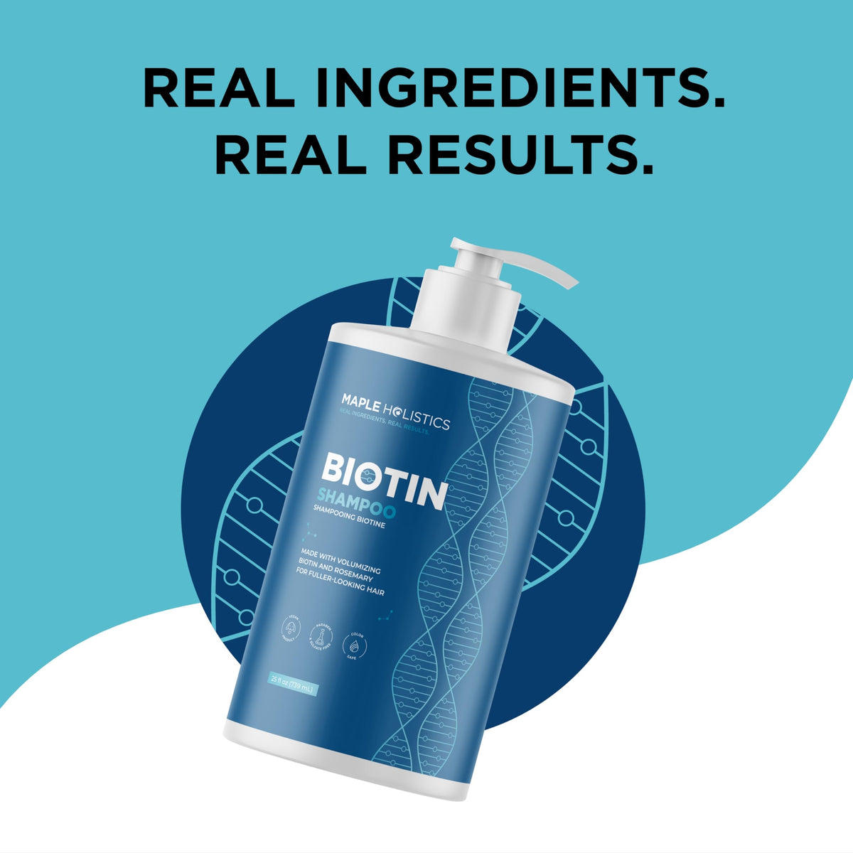 Femme appliquant le shampooing Maple Holistics Biotine et Romarin