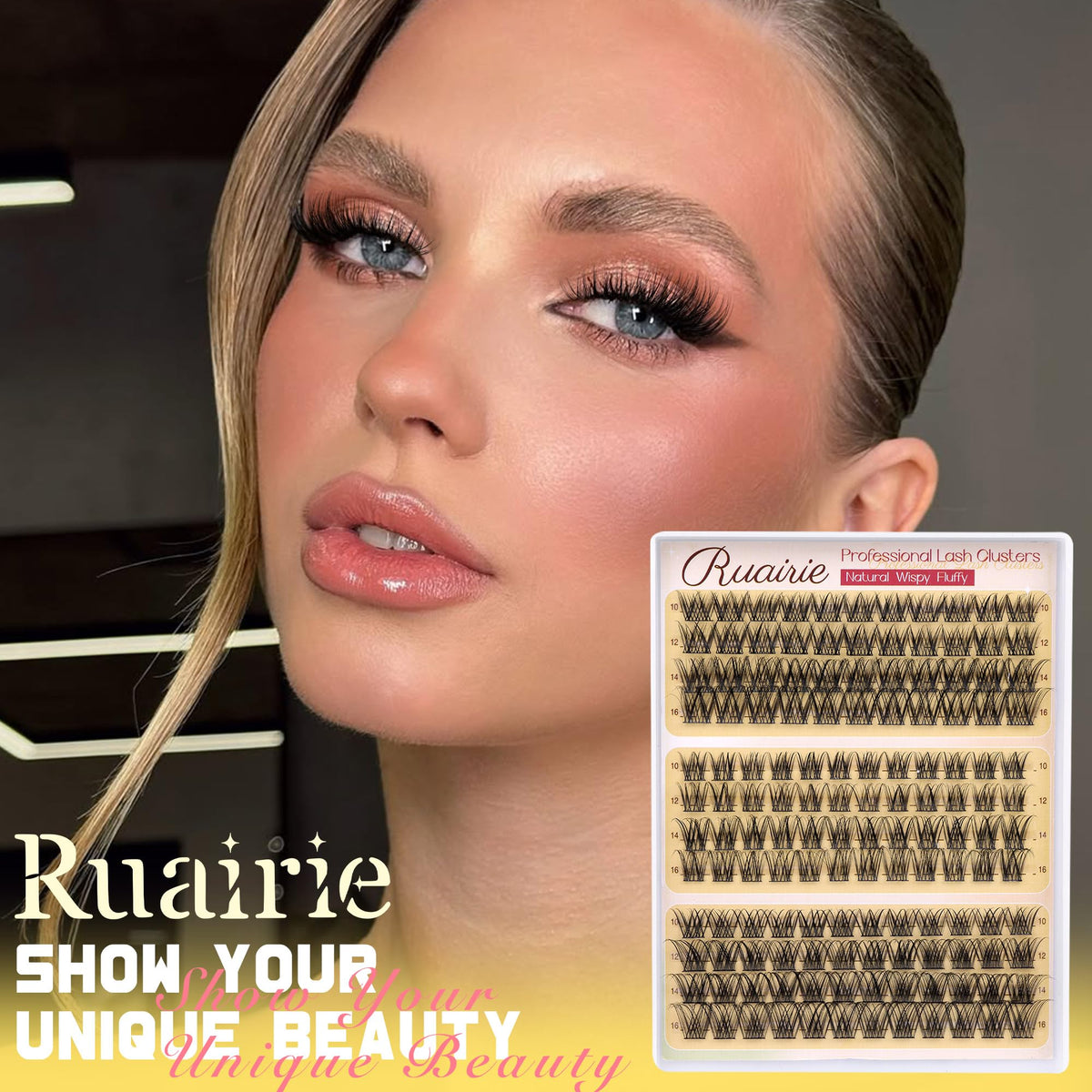 Femme portant des cils en grappes Ruairie lors d'un événement