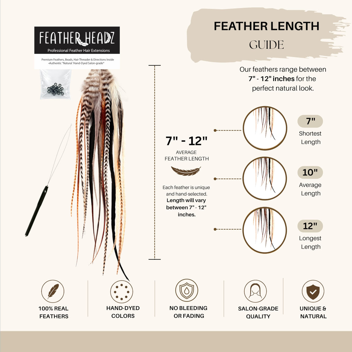 Femme portant des extensions de cheveux en plumes naturelles Feather Headz