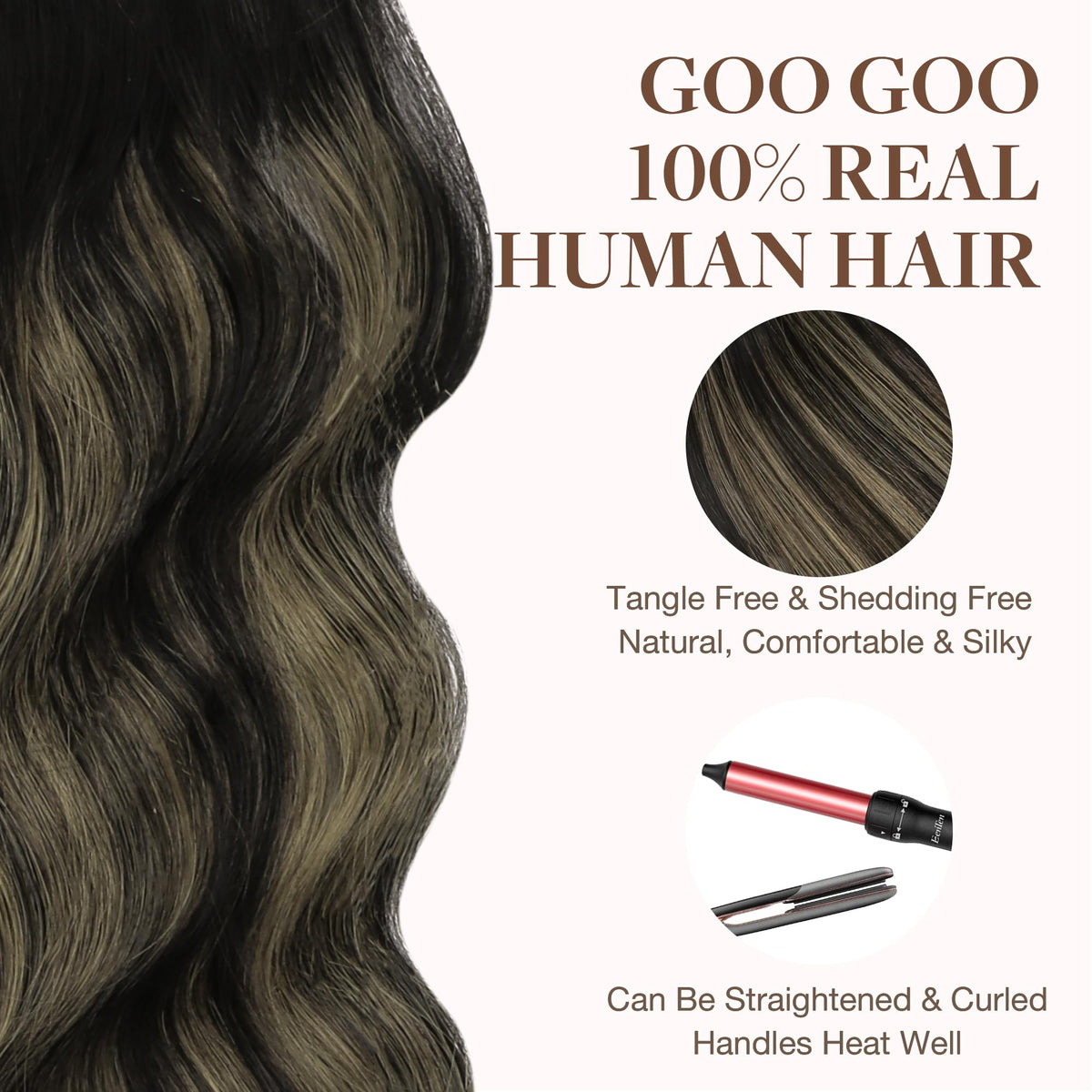 Femme portant des extensions de cheveux GOO GOO