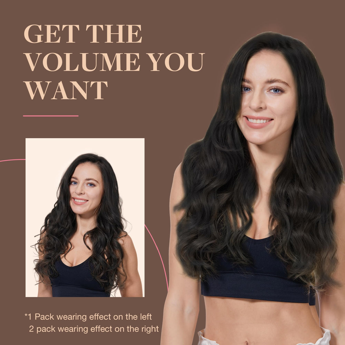 Femme portant des extensions de cheveux GOO GOO, look naturel