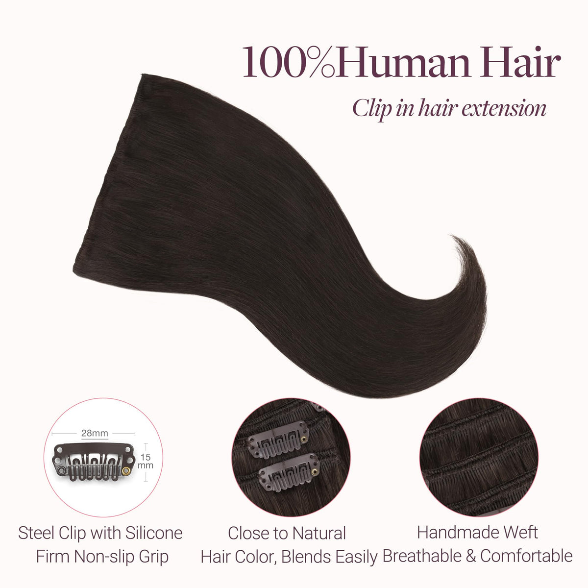 Femme portant des extensions GOO GOO en cheveux humains