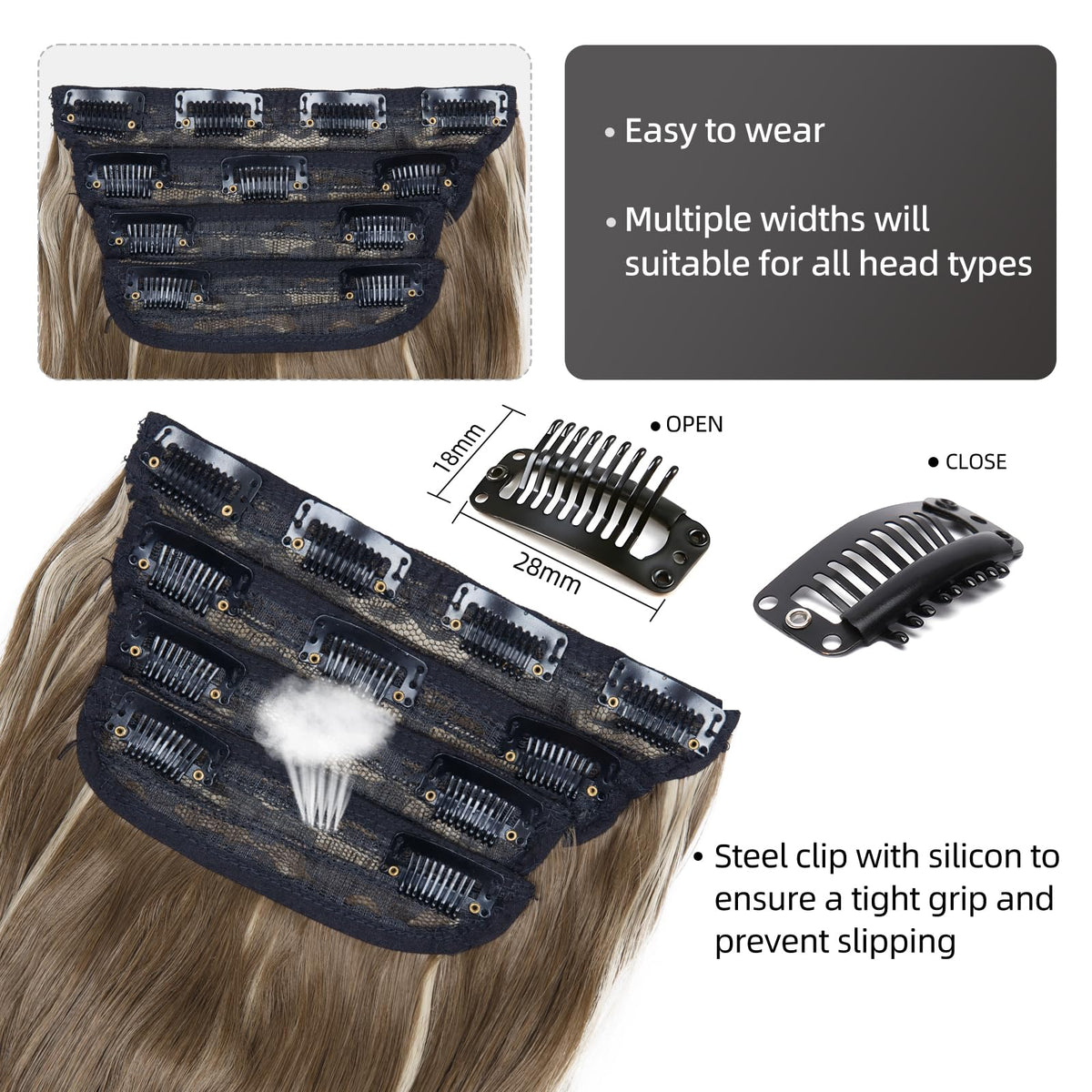 Femme portant les extensions de cheveux LEEONS