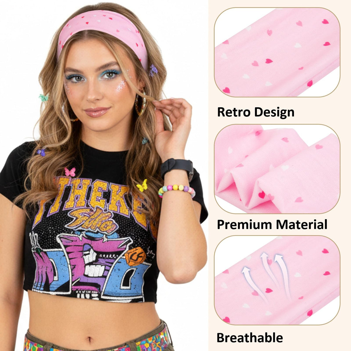 Femme portant un bandeau de Saint-Valentin TERSE en rose