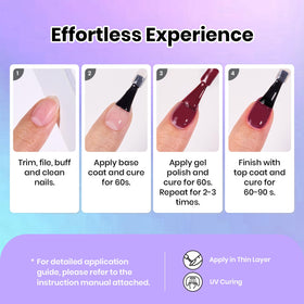 Femme réalisant une manucure avec le set de vernis à ongles gel beetles