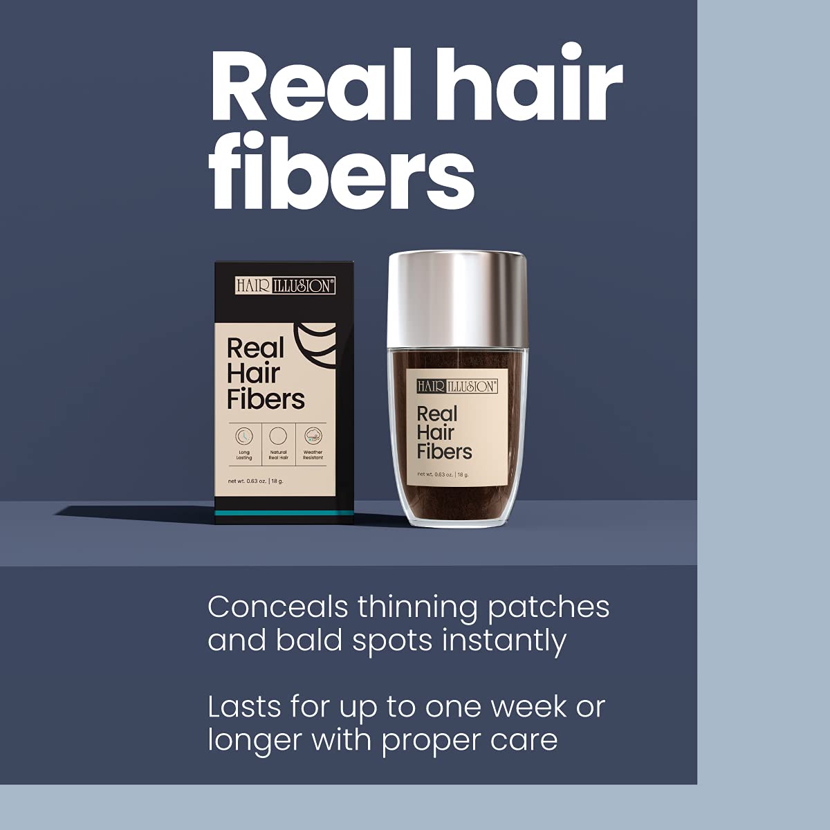 Femme souriante après application des fibres Hair Illusion