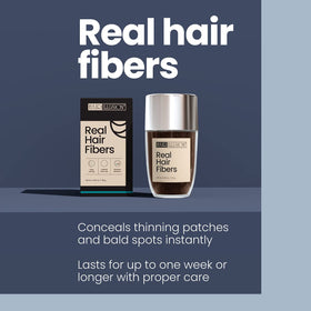 Femme souriante après application des fibres Hair Illusion