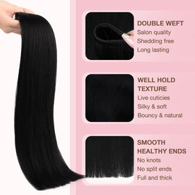 Femme utilisant des extensions de cheveux GOO GOO dans ses cheveux
