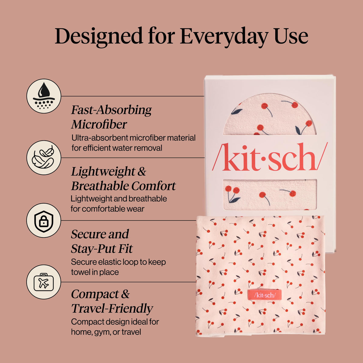 Femme utilisant la serviette de cheveux Kitsch après la douche