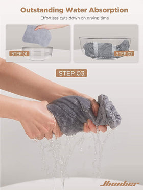 Femme utilisant la serviette Hicober après la douche