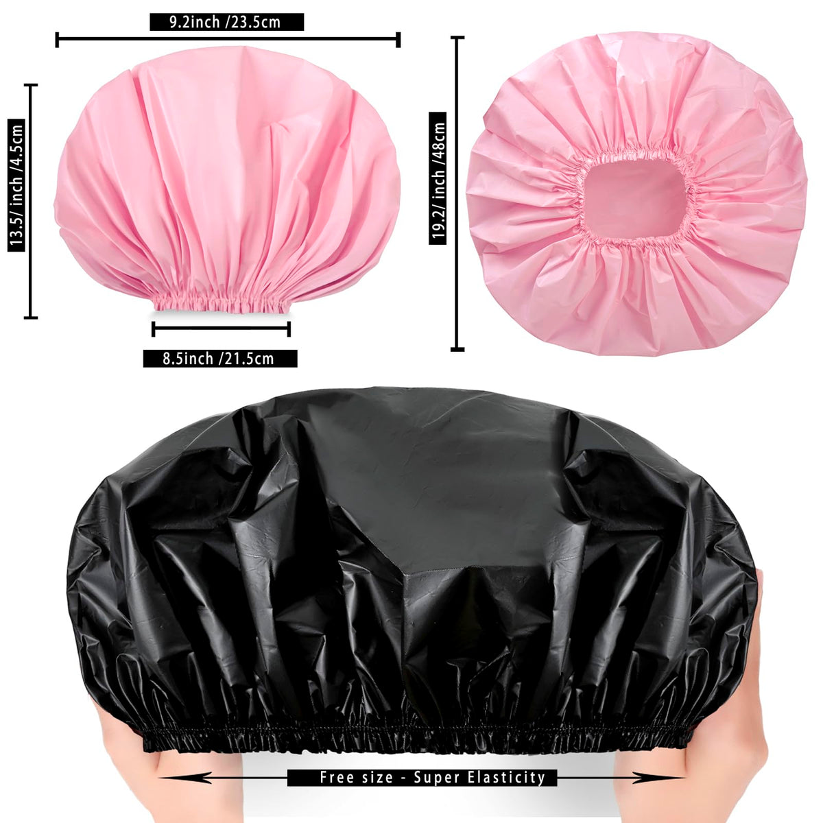 Femme utilisant le bonnet de douche jumbo CHFONG sous la douche