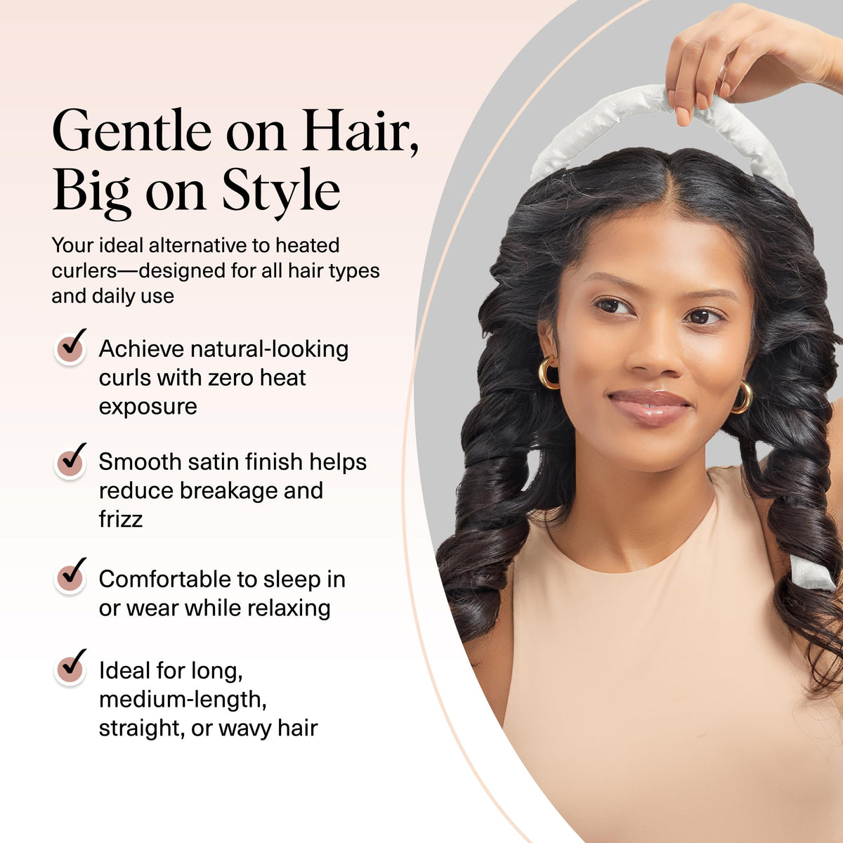 Femme utilisant le set de curls Kitsch pendant la nuit