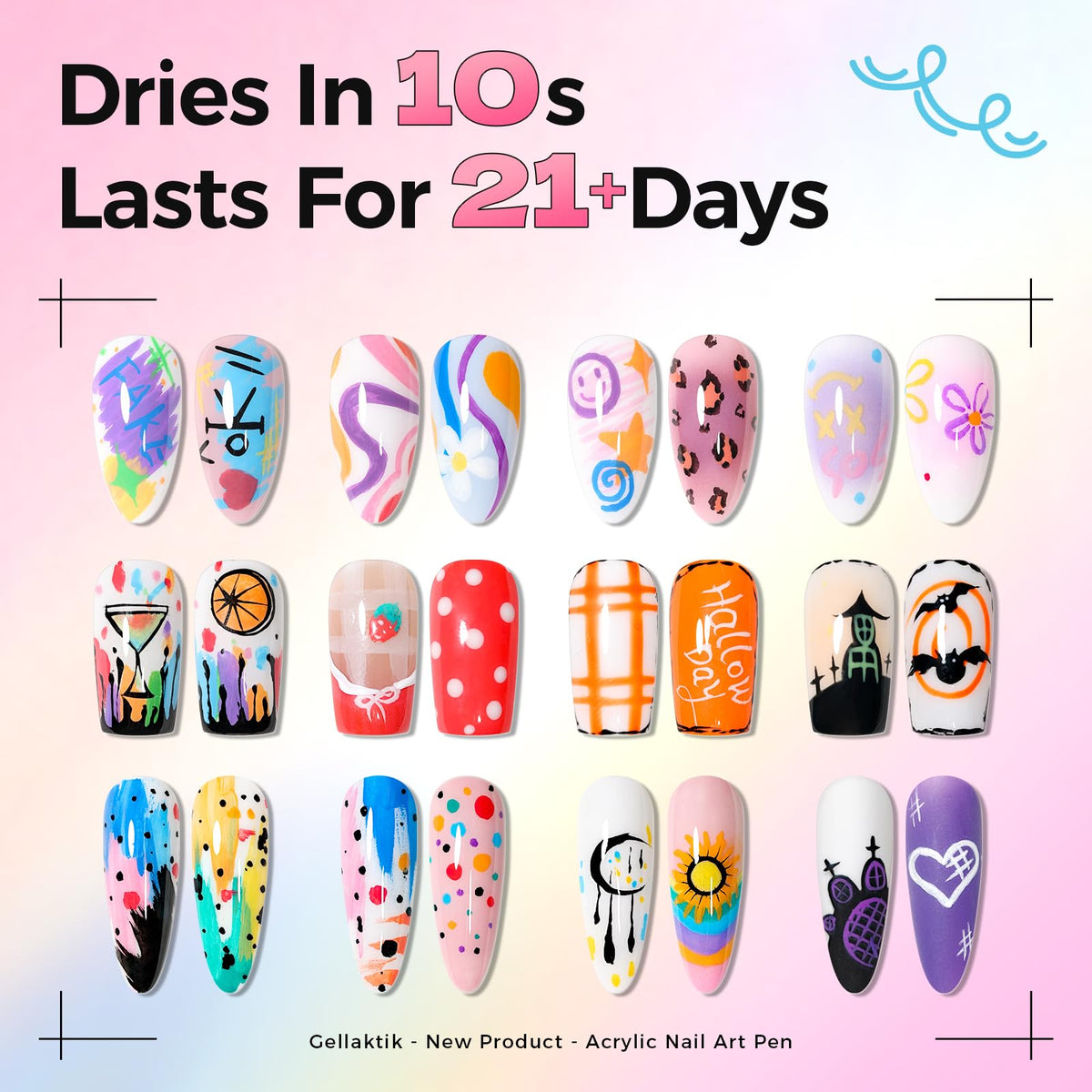 Femme utilisant les stylos de nail art GELLAKTIK
