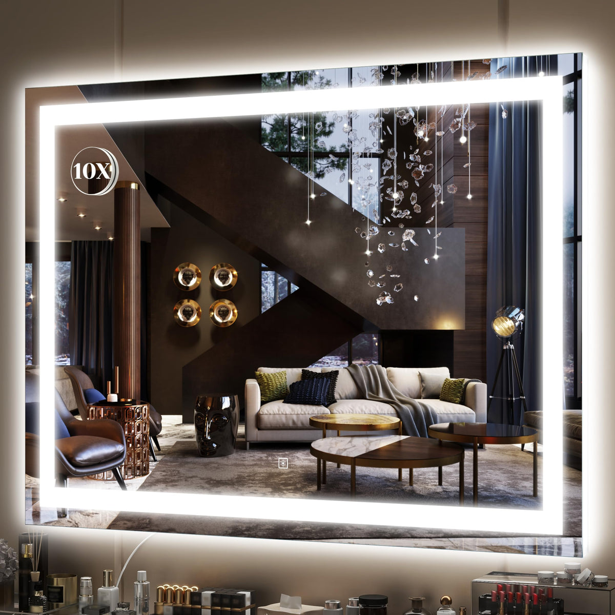 FENNIO miroir de maquillage 38"x28" vue avant avec éclairage LED