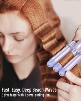 Fer à boucler BESTOPE PRO en utilisation sur des cheveux longs