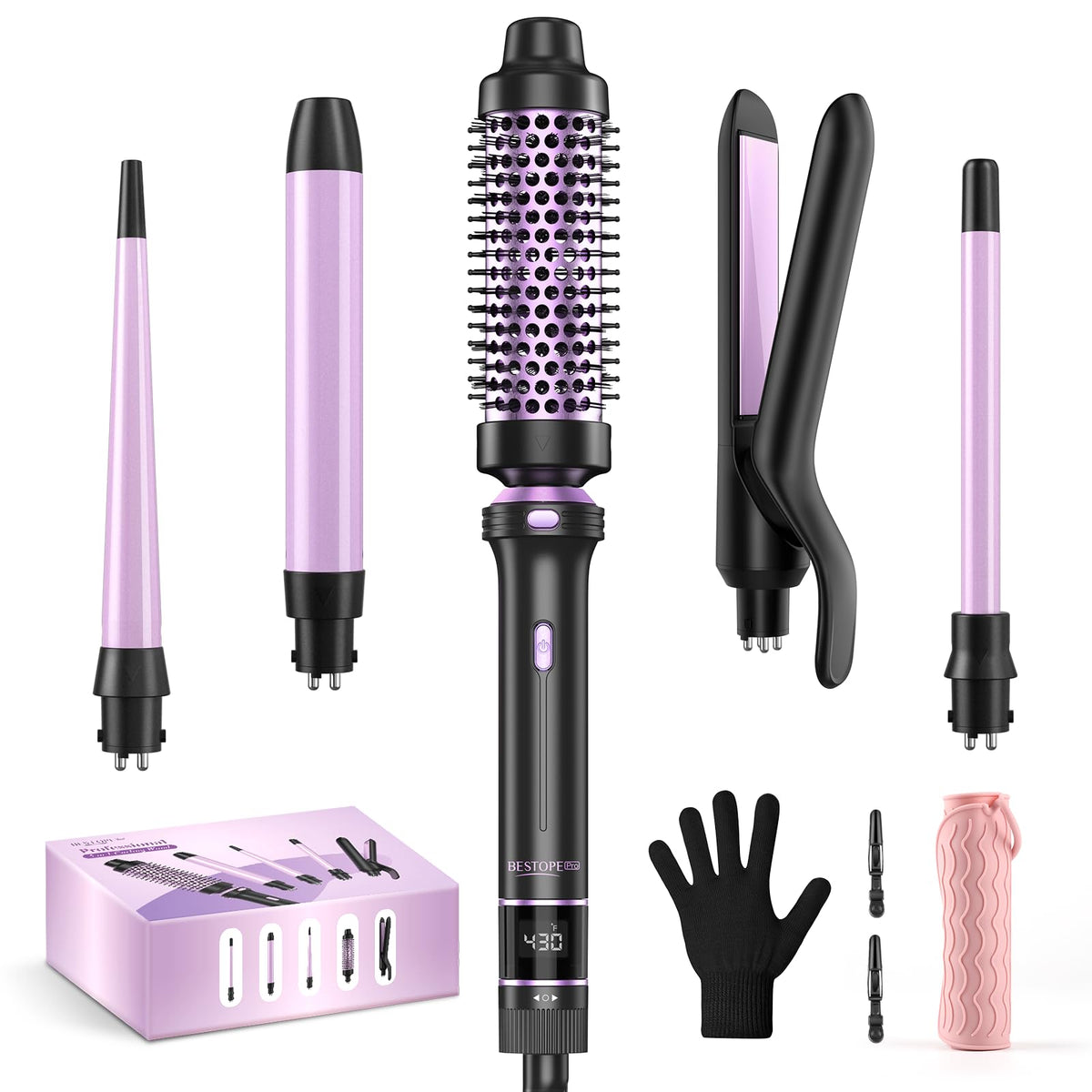 Fer à friser 5 en 1 BESTOPE PRO avec brosse thermique et accessoires