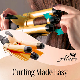 Fer à friser Alure en utilisation sur des cheveux longs