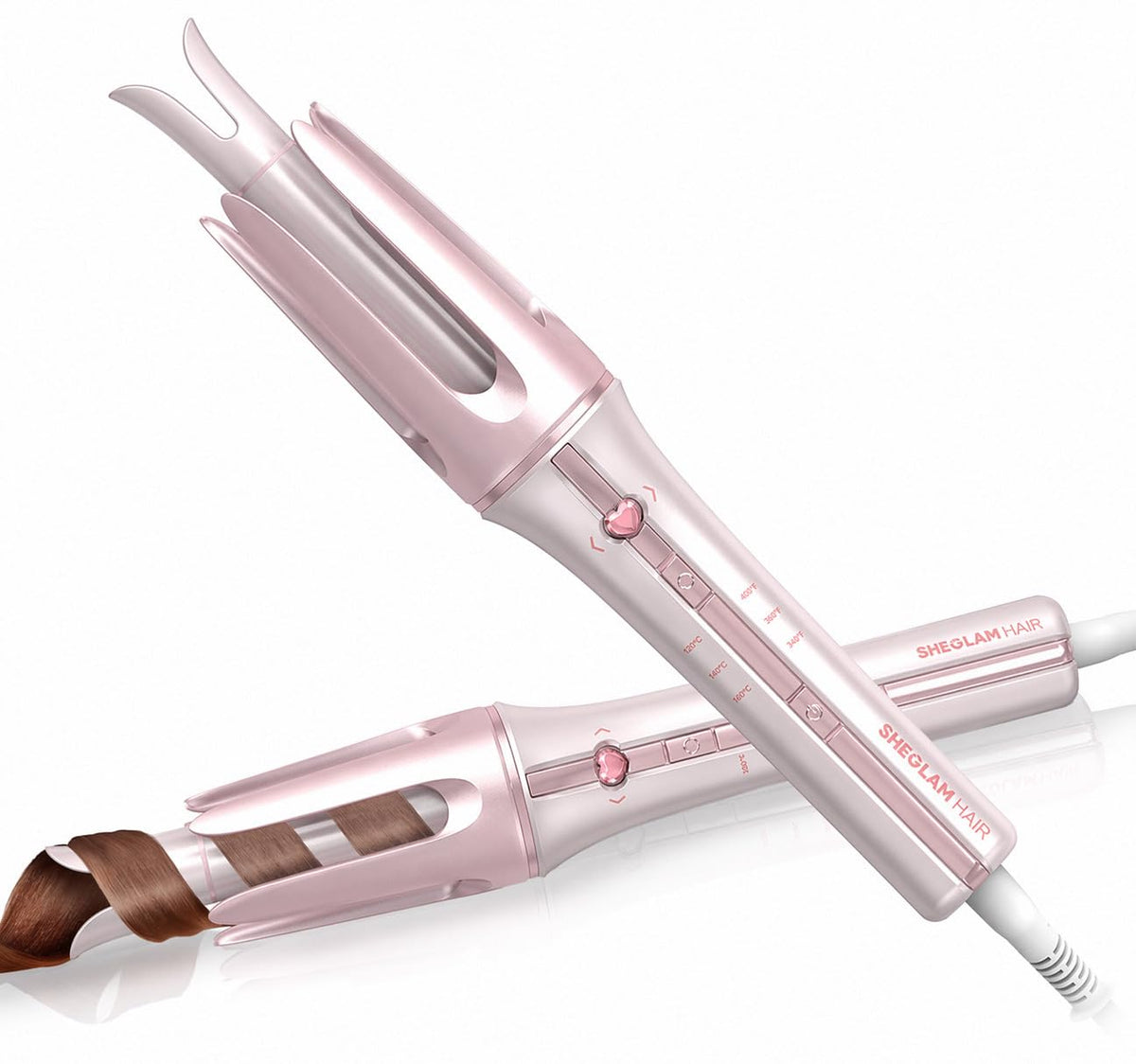 Fer à friser automatique SHEGLAM rose vue de face